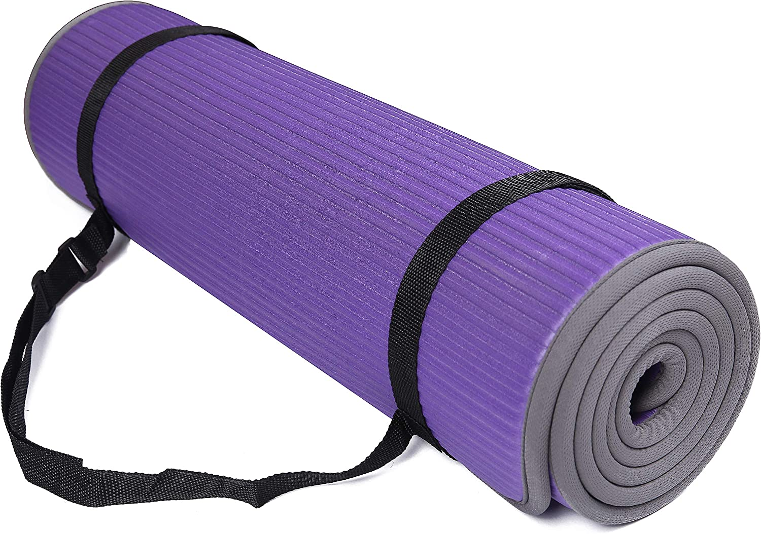 Signature Fitness All-Purpose 2/5-Inch (10Mm) Extra Thick High Density Anti-Slip Exercise Pilates Yoga Mat with Carrying Strap, Multiple Colors - Blue image number 7