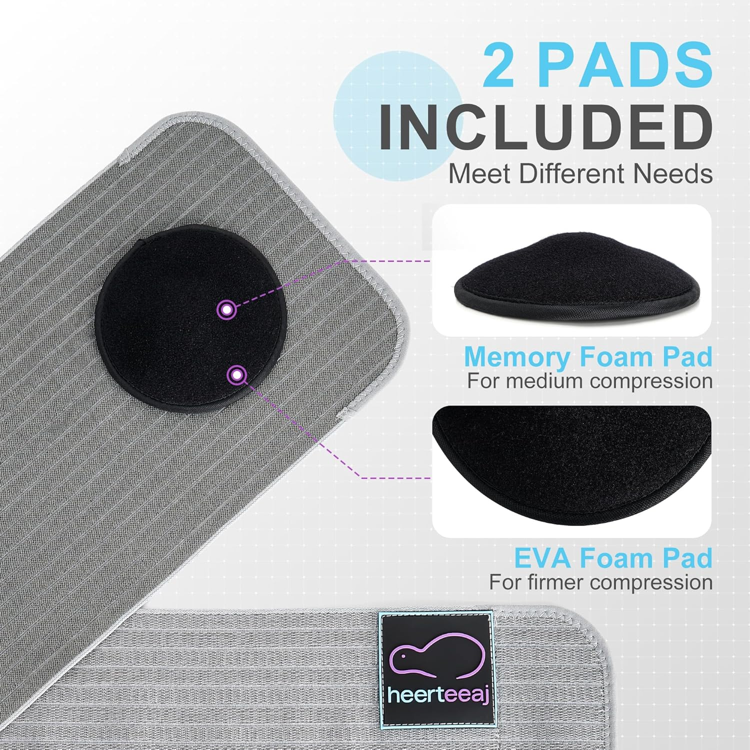 HEERTEEAJ Umbilical Hernia Belt - for Men and Women &ndash; Abdominal Hernia Binder for Belly Button Navel Hernia Support, Helps Relieve Pain - for Incisional, Epigastric, Ventral, & Inguinal Hernia image number 3