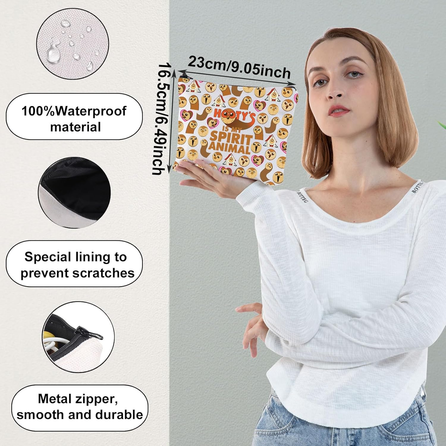 WZMPA Hooty Owl Cosmetic Makeup Bag Hooty & Owlbert Fans Gift Hooty Is My Spirit Animal Zipper Pouch Bag Hooty Owl Merch, Hooty Spirit, Fit image number 4