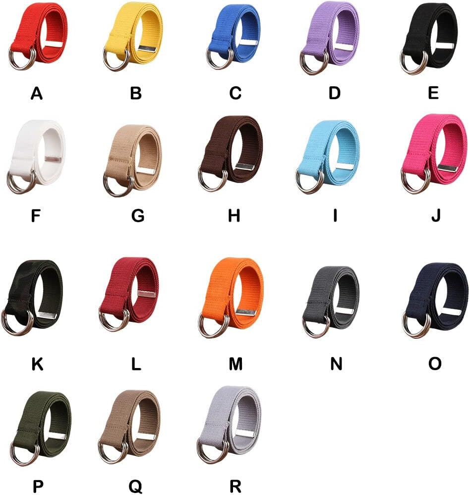 Canvas Metal Waist Belt Men Women Unfading Dual Ring Trimmable Adjustable Stylish Breathable Jeans Belts Waistband image number 5