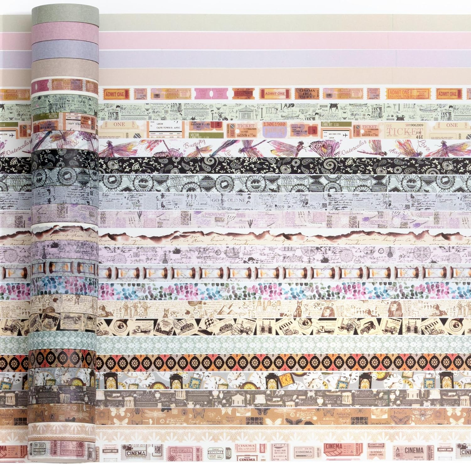 YUBBAEX Vintage Washi Tape Pack 50 Rolls Retro Printed Masking Tape Antique Patterns Decorative for Arts, DIY Crafts, Journal Supplies, Planners, Scrapbook, Card/Gift Wrapping image number 5