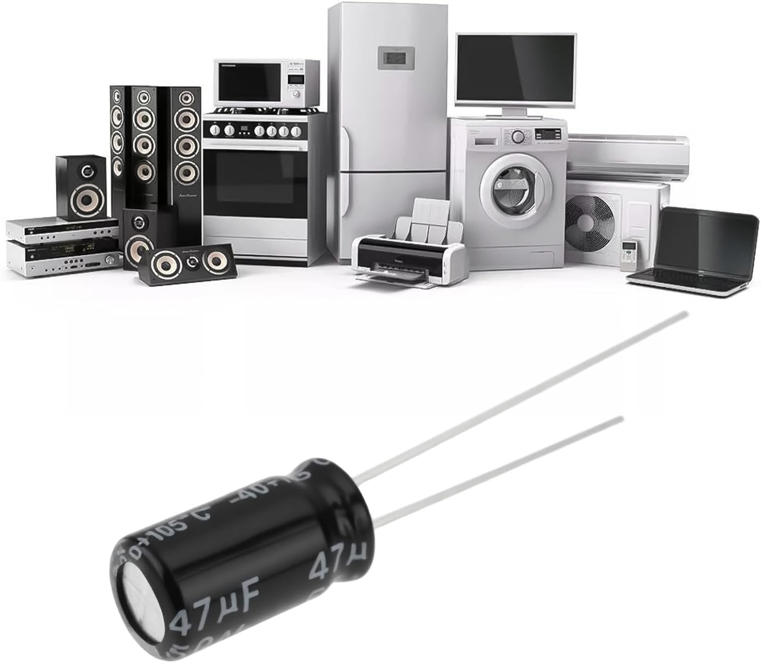 Create Idea 50Pcs 47UF 50V Electrolytic Capacitor 6.3X11Mm for Household Appliances Various Electronic Products image number 4