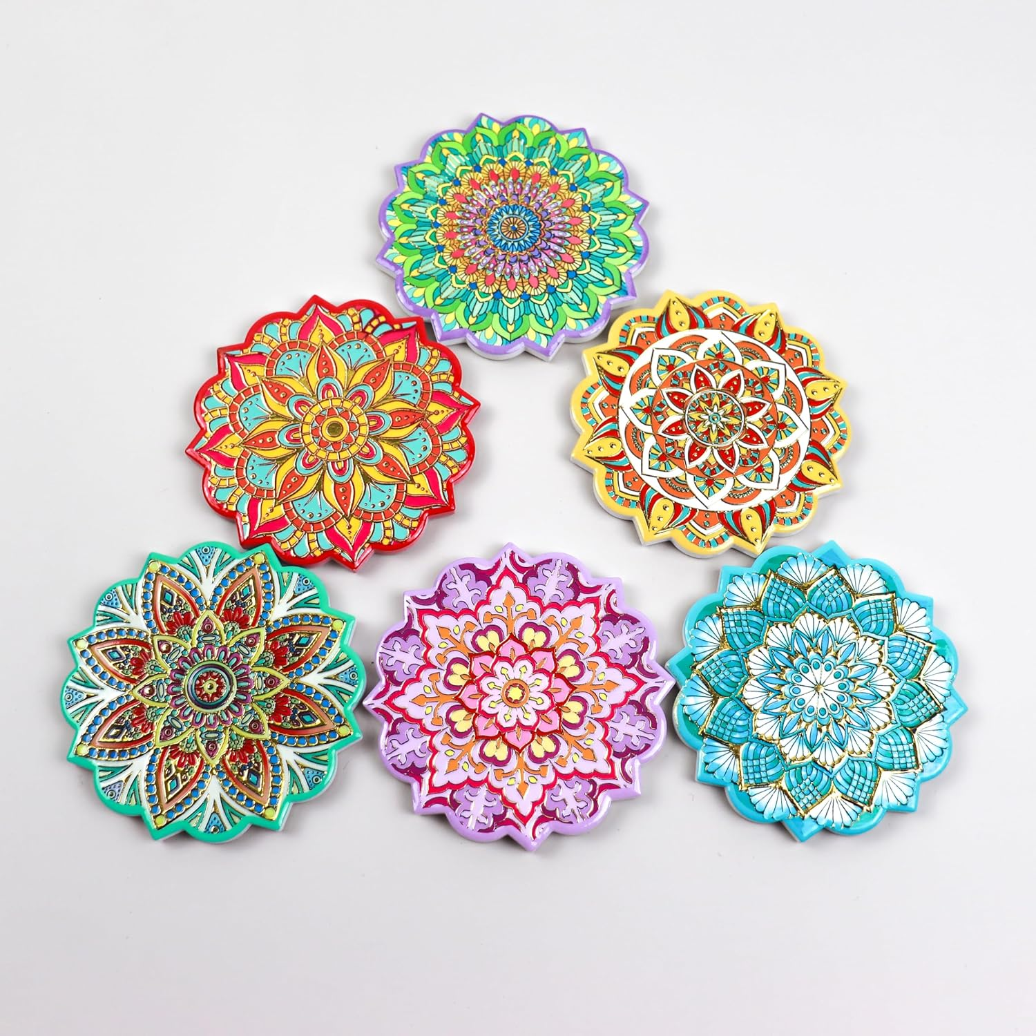 6Pcs Drink Coasters Set- Coasters for Coffee Tables, Bars, Apartments - Perfect for Mugs, Glasses, Cups, and Beer、 (Gold Hot Stamping)