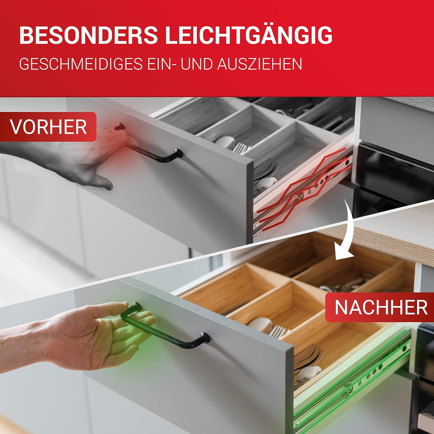 Loumaxx Ball Extension Set of 2 Drawer Runners 27 Mm Groove 400 Mm Runners Drawer Drawer Rail System with Partial Extension - L  300 Mm. image number 3