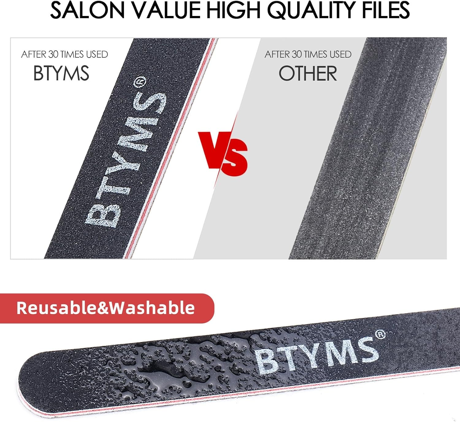 BTYMS 25 Count 180/240 Grit Nail Files for Natural Nails, Double Sided Emery Boards Fine Grit Nail Buffering Files image number 2