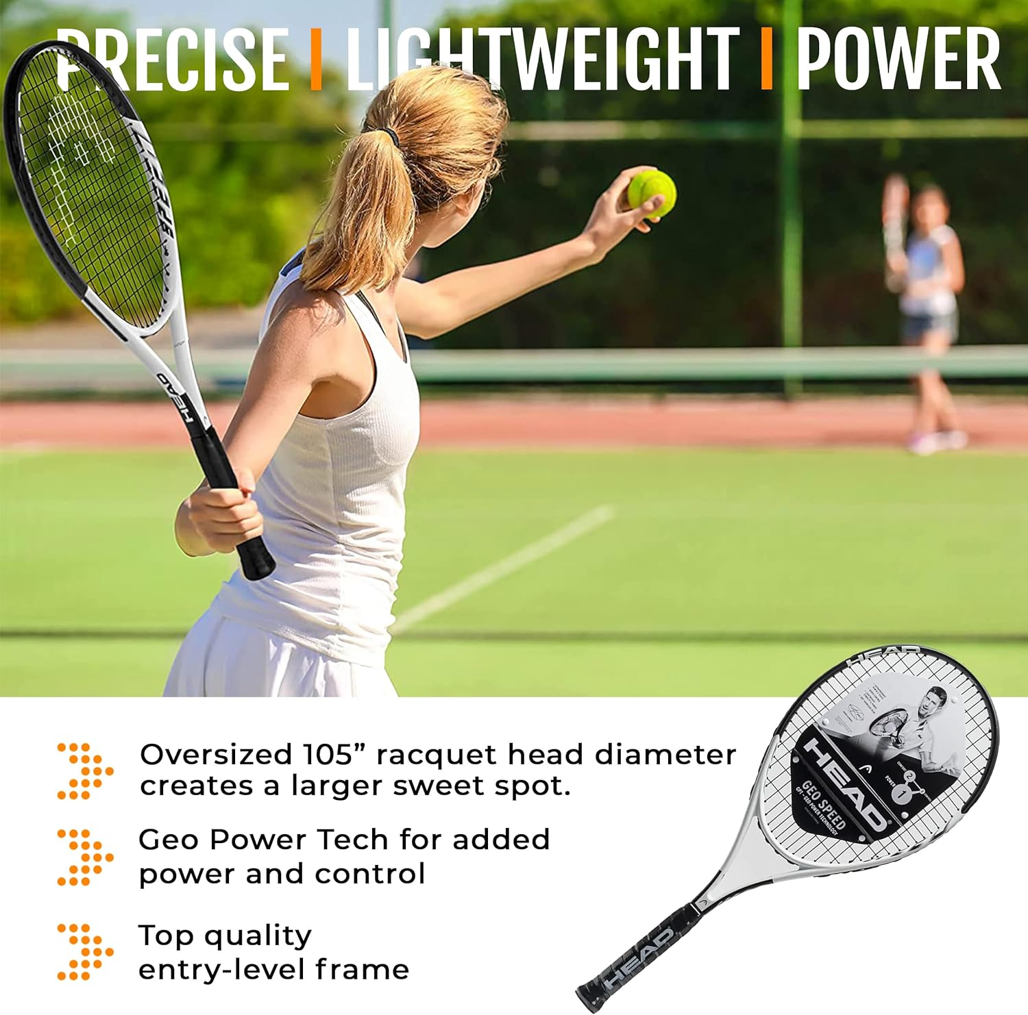 HEAD Geo Speed Adult Tennis Racket - Pre-Strung Light Balance 27.5 Inch Racquet image number 6