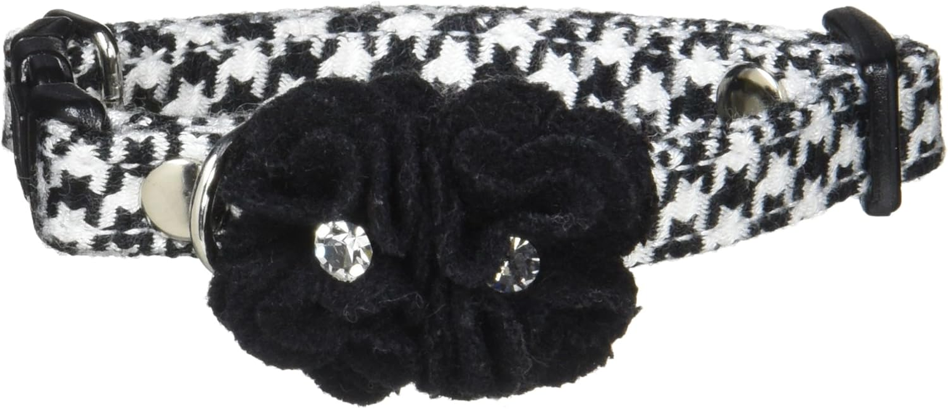 Dog Amo.K 910046-1 Collar, Houndstooth Flower, S, Black