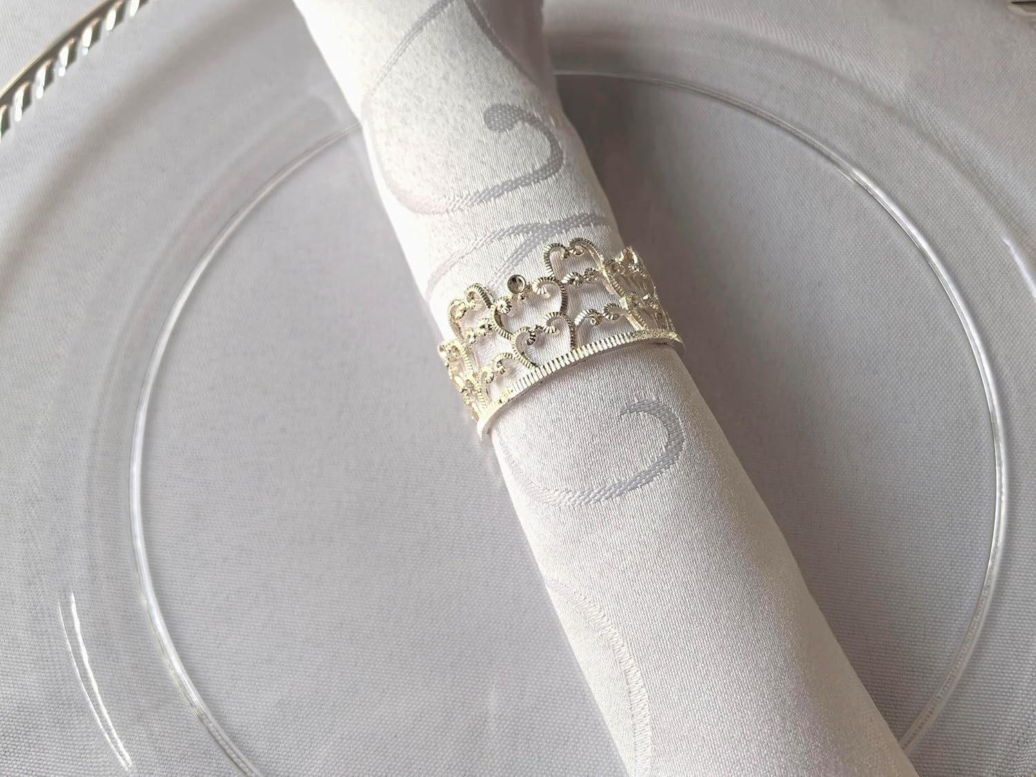 Crown Design Napkin Rings - 12Pcs round Table Decor Holder for Dinner Party, Christmas, Dining Table (GOLD-C24) image number 2