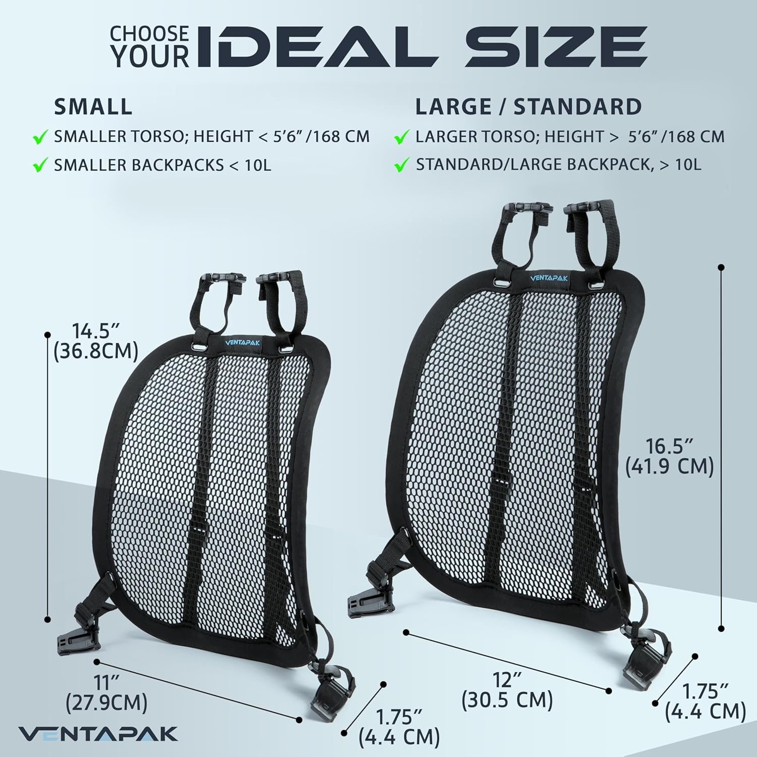 Ventapak Lightweight Ventilation Backpack Spacer - Improve Airflow, Reducing Sweat Small or Standard Sizes image number 1
