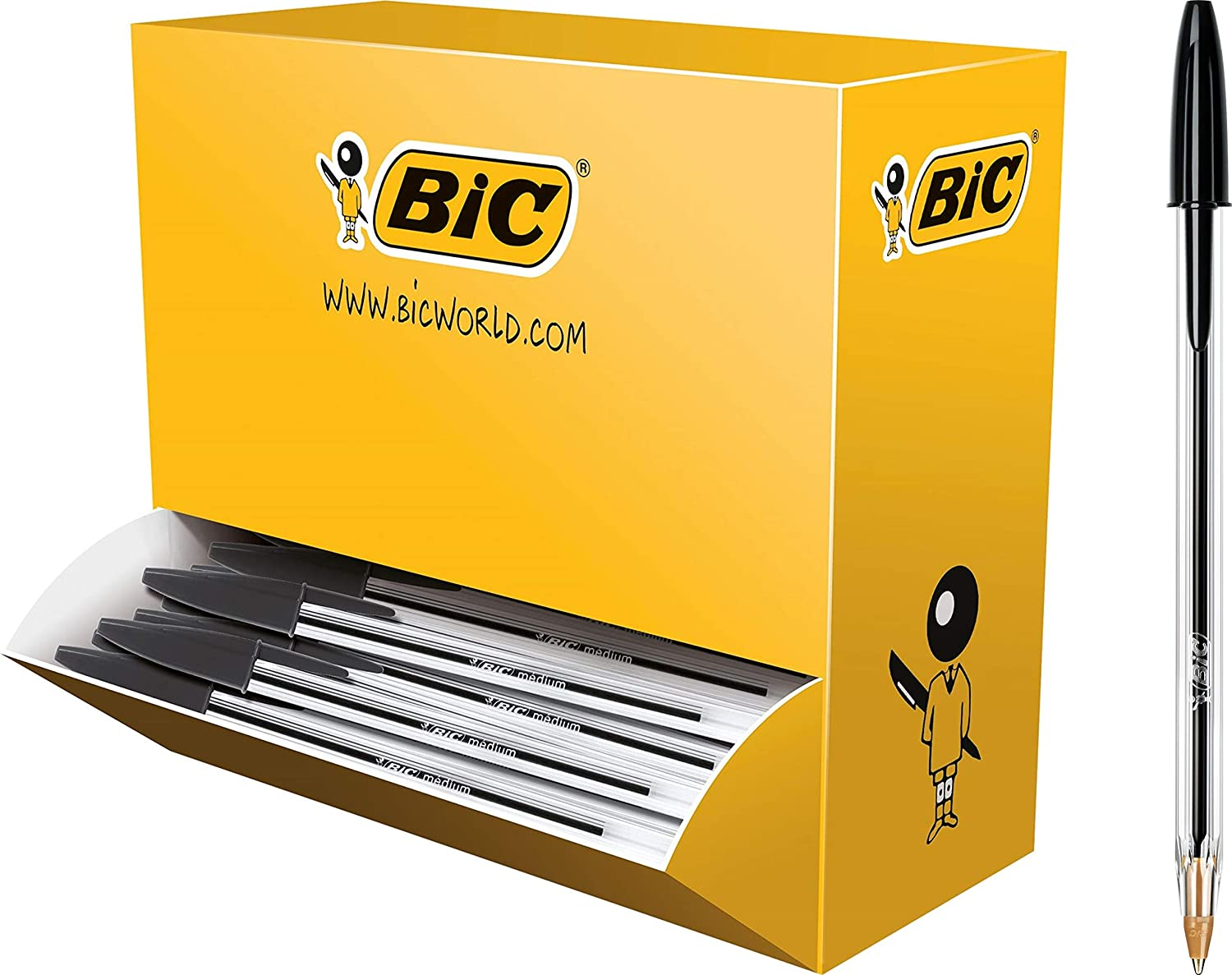 BIC 954375 Cristal Original Ball Point Pen Medium Point (1.0 Mm) - Black, Box of 12 Pens image number 3