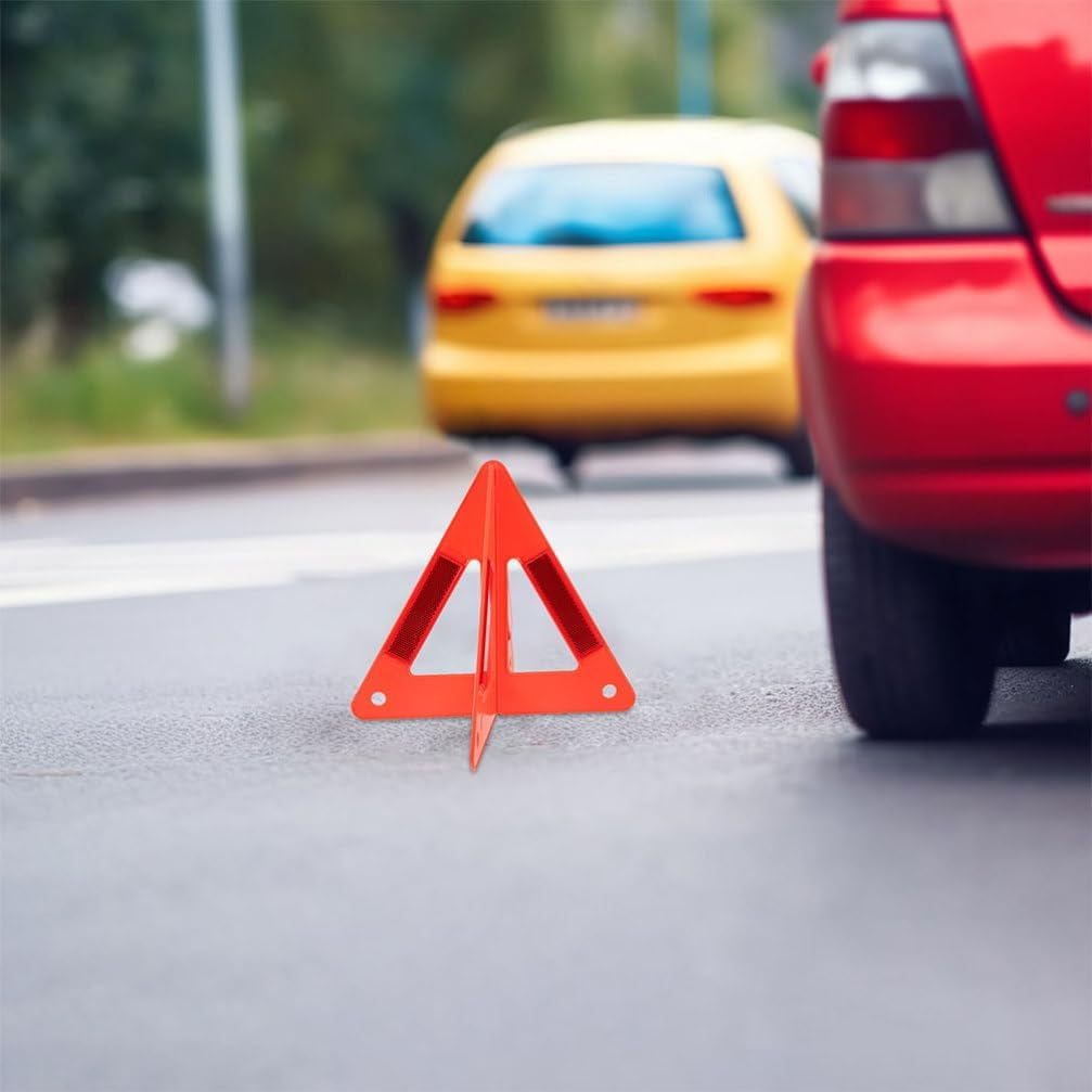 Iplusmile 4Pcs Reflective Warning Triangle Kit Portable Safety Triangle for Vehicles High Visibility Emergency Road Sign Essential Safety Kits for Roadside Assistance image number 1