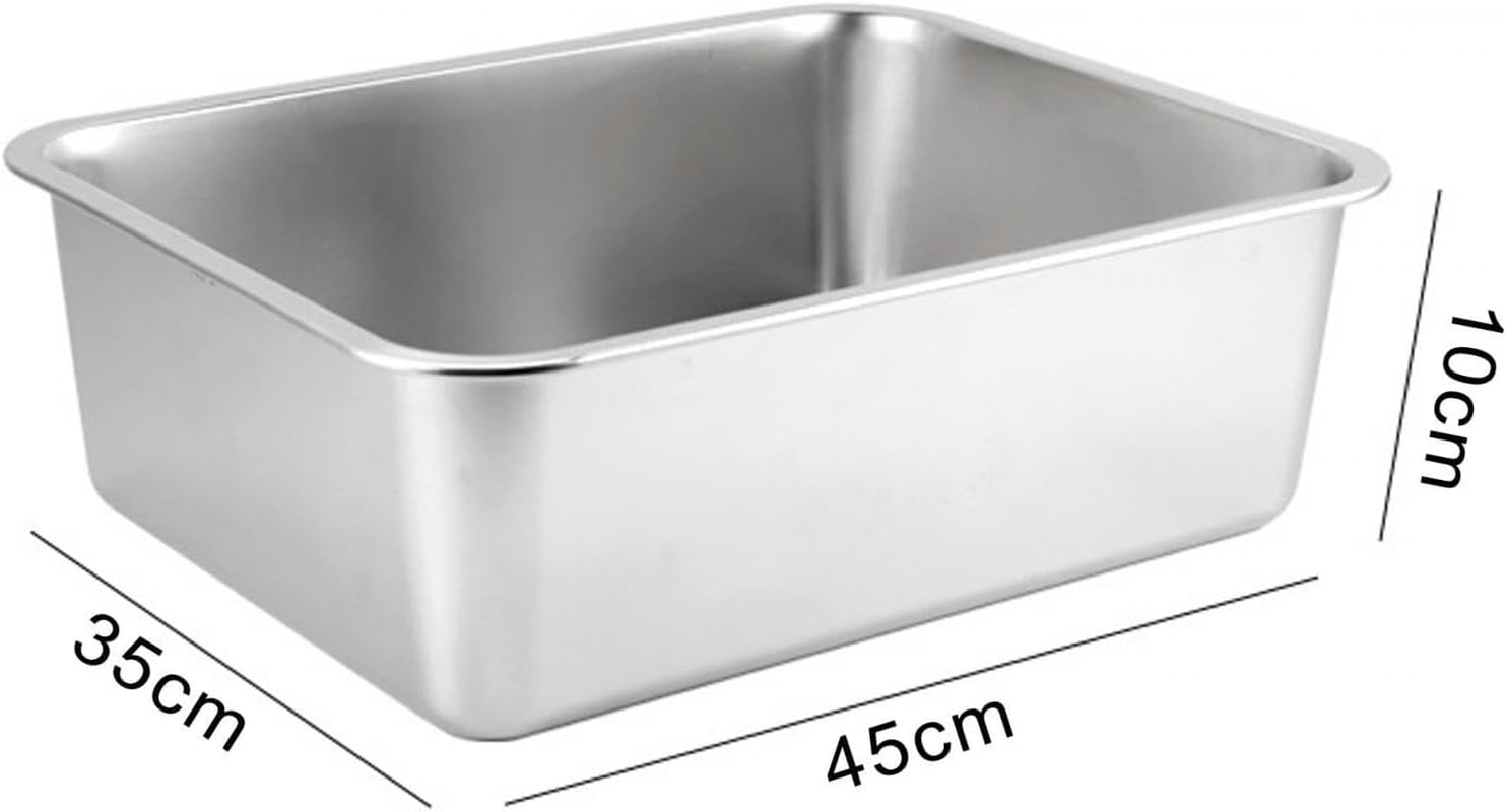 Cat Metal Kitten Litter Pan Kitten Potty Pan Rustproof Smooth Surface Top Open High Sides, 45X35X10Cm image number 2