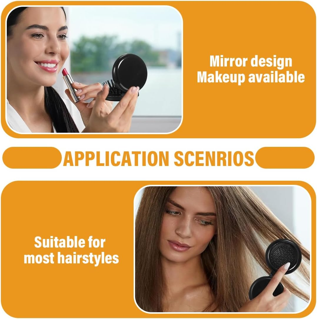 Weddhuis Pack of 2 Foldable Hair Brushes Travel Mirror Portable Pocket Hair Comb Hair Massage Comb for Men Women Girls (Travel Size, Mini, Compact) image number 1