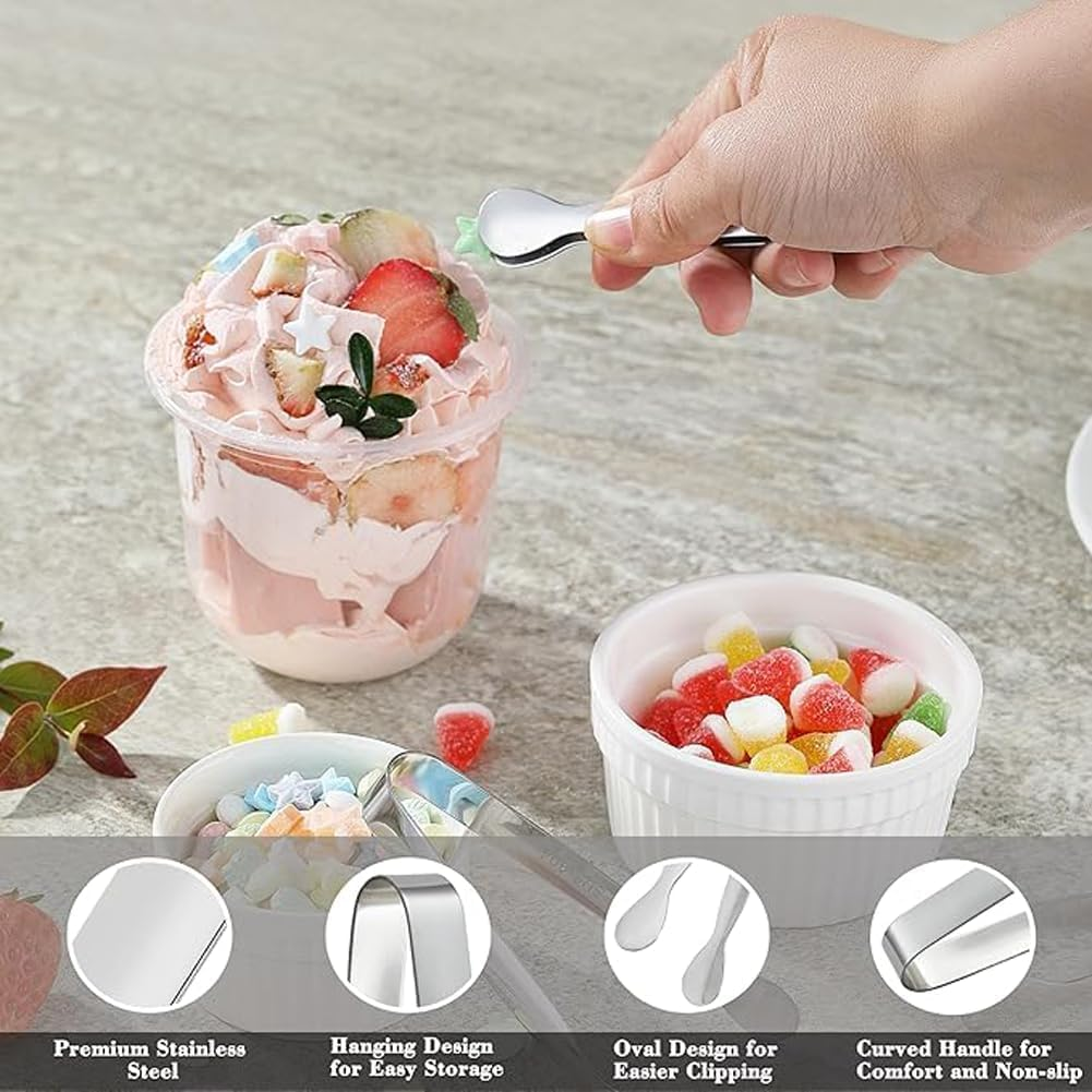 Aljurde Mini Small Tiny Tongs, 6PCS Stainless Steel, Silver, 1.6Cm X 11Cm, Dishwasher Safe, Tongs for Serving Food, Ice, Salad, Toaster, Desserts, Appetizers, Charcuterie Board