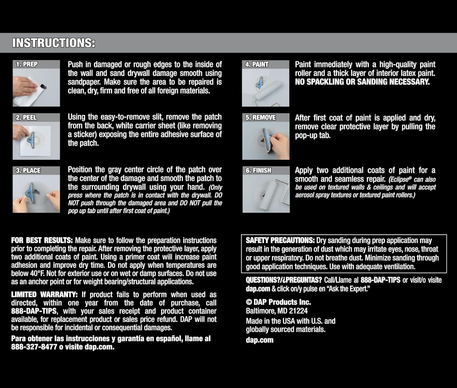 DAP Eclipse Rapid Wall Repair Patch, 2 Inch, Clear 7079809161 image number 6