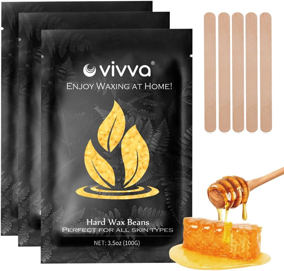 Vivva 300G Hard Wax Beans,Wax Beads with 10Pcs Waxing Stick for Hair Removal Bikini Brazilian Waxing (Lavender)