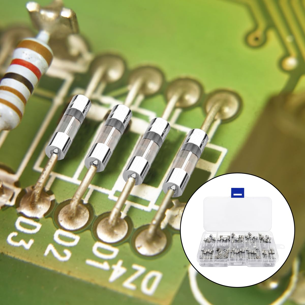 Glass Quick Fast Blow Fuse Kit, 100 PCS Fast Blow Glass Fuses Assortment Kit with a Storage Box (5X20Mm, 0.2A~20A)