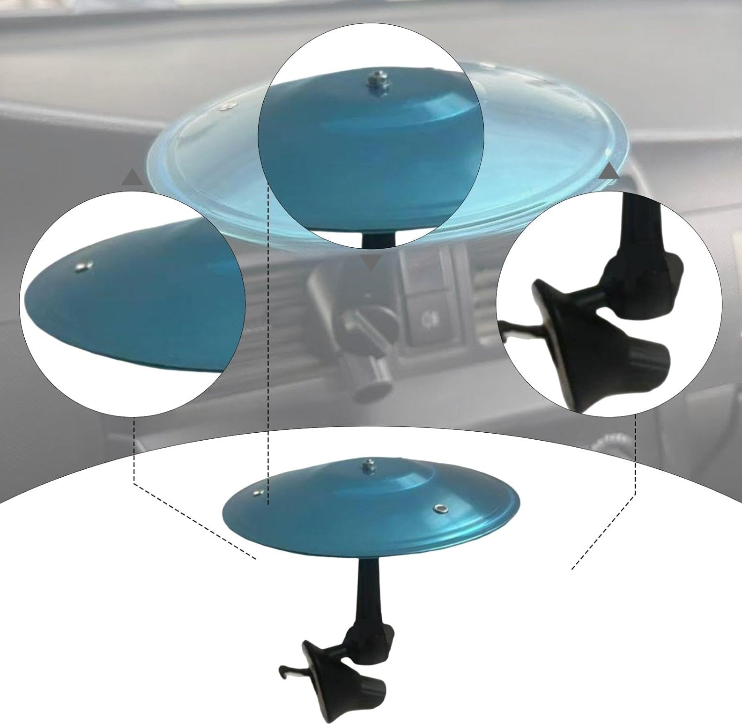 Vsenkes Car Cymbal Air Vent Mounted Compact Easy Install Stainless Steel Mini Car Crash Cymbal for Drivers Music Lovers Drummers, 225 Mm image number 3