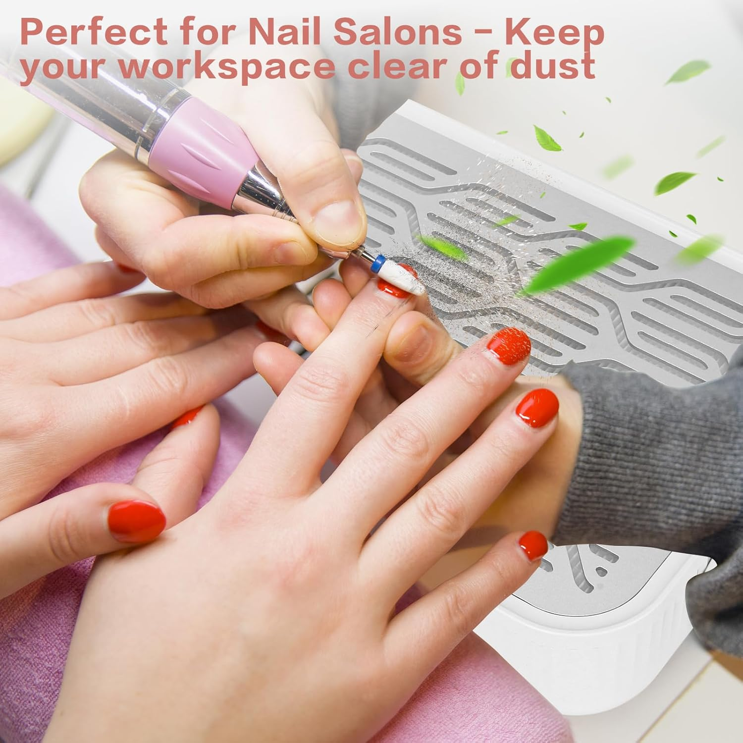 Linssy Nail Dust Collector, Rechargeable & Cordless Dust Collector for Nail Tech with Reusable HEPA Filter, Extractor Dust Suction Machine for Acrylic Nails Polishing at Nail Salon & Home Use image number 6