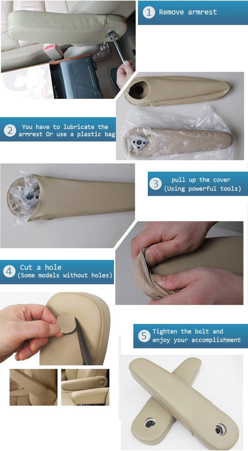 Black Leather Seat Armrest Covers for 2005-2010 Honda Odyssey (Leather Part Only) - Black image number 5