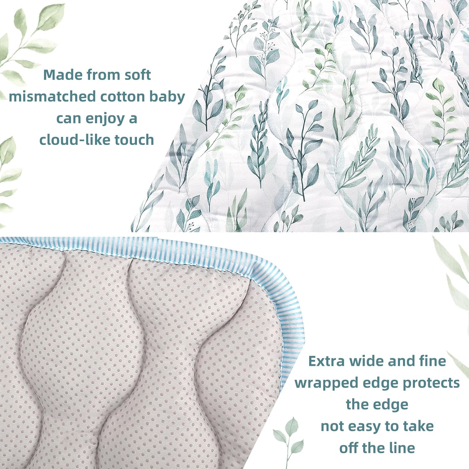 DILIMI Baby Play Mat, 127 X 127 Cm Foldable Non-Slip Activity Playmats for Floor, Soft Crawling Mat for Babies,Toddlers, Infants(Green Leaf) image number 5