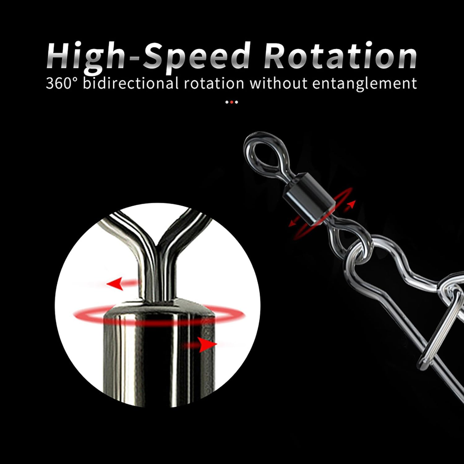 EWEIS 300 Pcs Fishing Rolling Ball Bearing Barrel Swivel with Safety Snap Connector, 6 Sizes Stainless Steel Swivel Fishing for Saltwater Freshwater Fishing(2/0,1#,3#,5#,7#,10#) image number 1