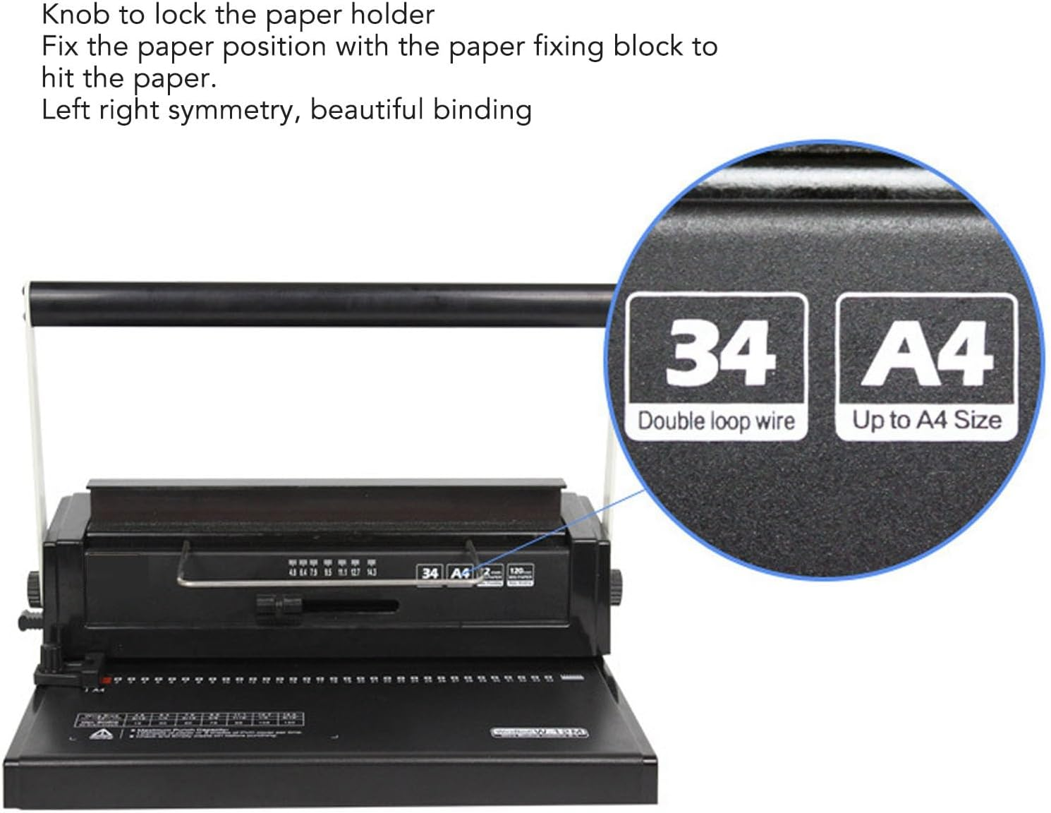 Dual Coil Punch Binding Machine, Coil Spiral Binding Machine, 34-Holes Binding 120 Sheets, Punch 12 Sheets, Punch Binder with Adjustable Side Margin, for Letter Size, A4, A5 image number 6