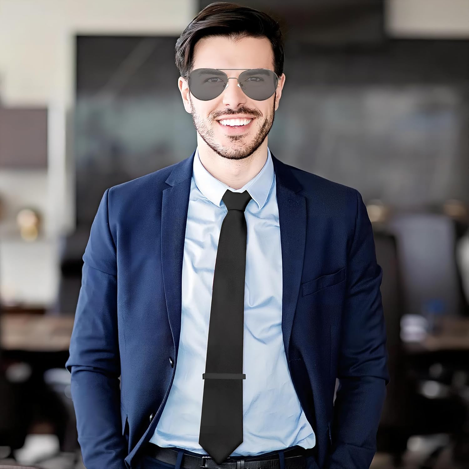 Classic Aviator Polarized Sunglasses for Men & Women, Unbreakable Metal Frame, for Driving/Travel/Daily Fashion Retro Style(Black Frame Black Lens) image number 5