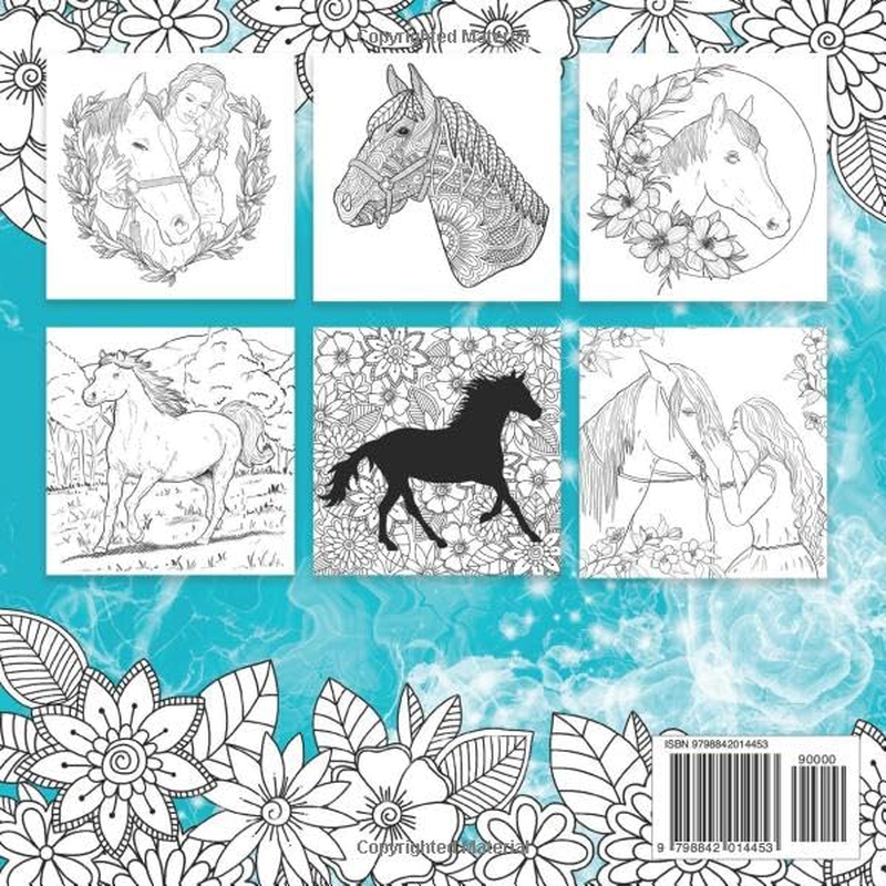Horses Coloring Book: Relaxing Coloring Book for Girls Ages 10-12, 13-19, Teens and Adults - 55 Horse Coloring Pages