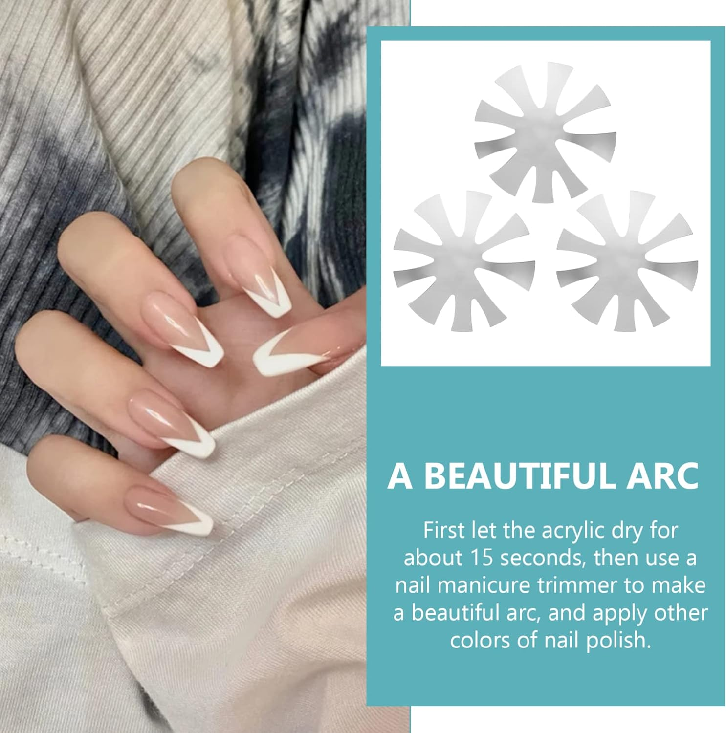 3Pcs French Manicure Steel Plates Nail Art Line Plate Professional Nail Cutter Module Sturdy Trimmer Template for Salons