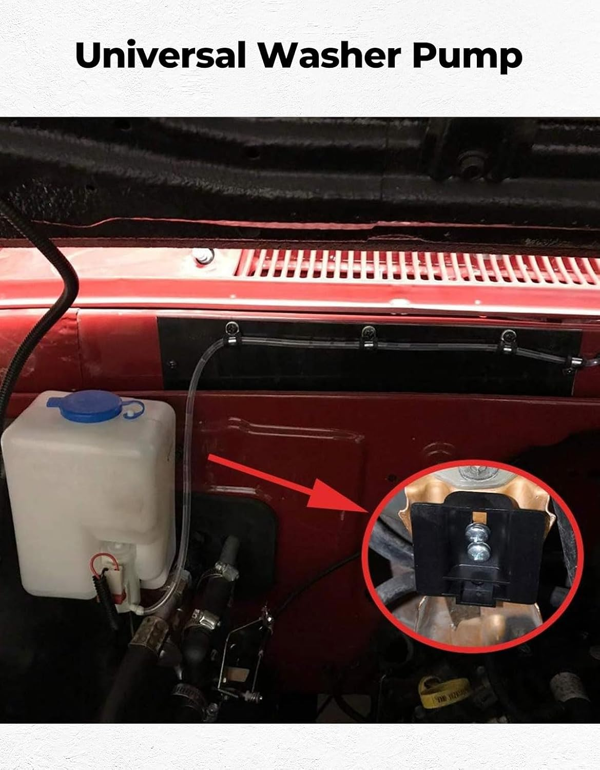 KEMIMOTO Windshield Washer Fluid Reservoir, 12V Universal Car Windshield Washer Pump Washer Fluid Reservoir Bottle with Spray Switch Button Easy to Install image number 2