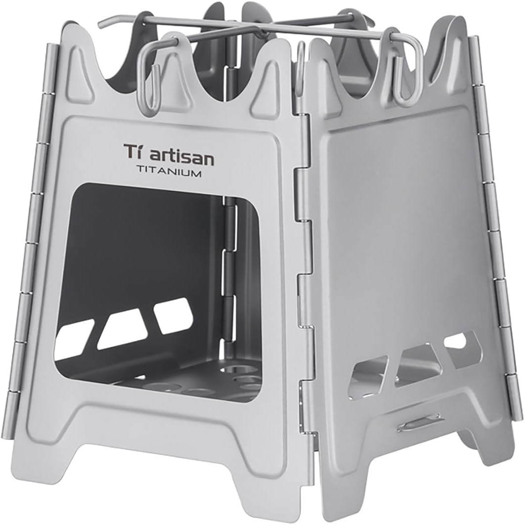 Titanium Wood Stove Foldable Camping Backpack Tours Stove Portable Wood Alcohol Stove for Outdoor Camping Picnic Barbecue image number 5