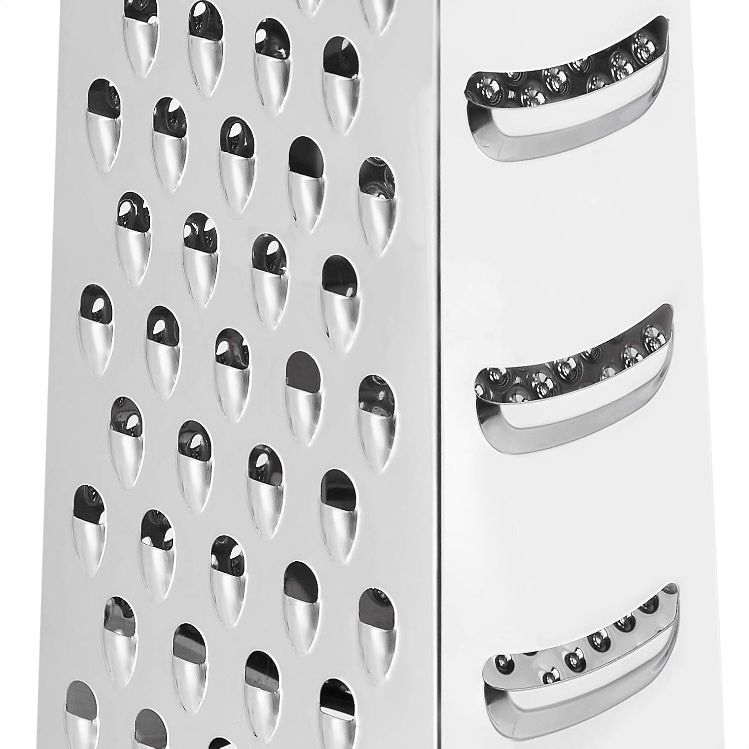 Amazon Basics Cheese Grater, Stainless Steel, 4-Sided Box Grater with Non-Slip Base, Dishwasher-Safe, Rectangular,22.8 Cm, Black (Previously Amazoncommercial Brand) image number 3
