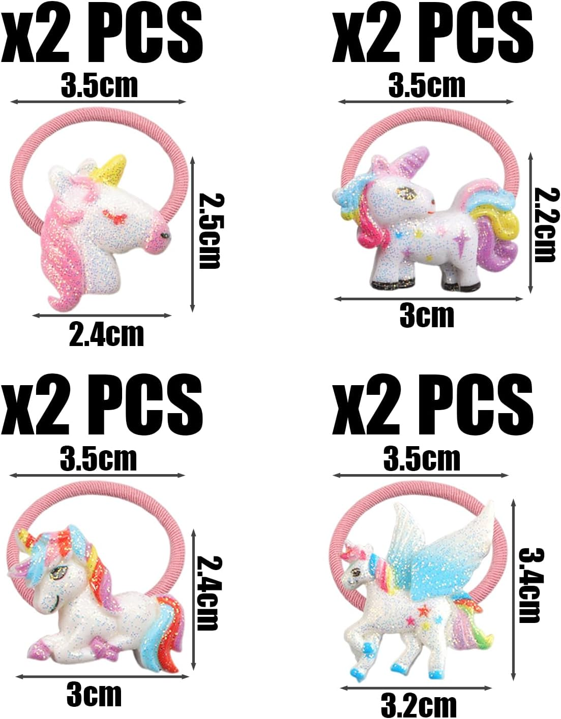 4 Pairs Cartoon Hair Rings, Elastic Headband for Children, Cute Ponytail Headband and Hair Accessories for Girls image number 3