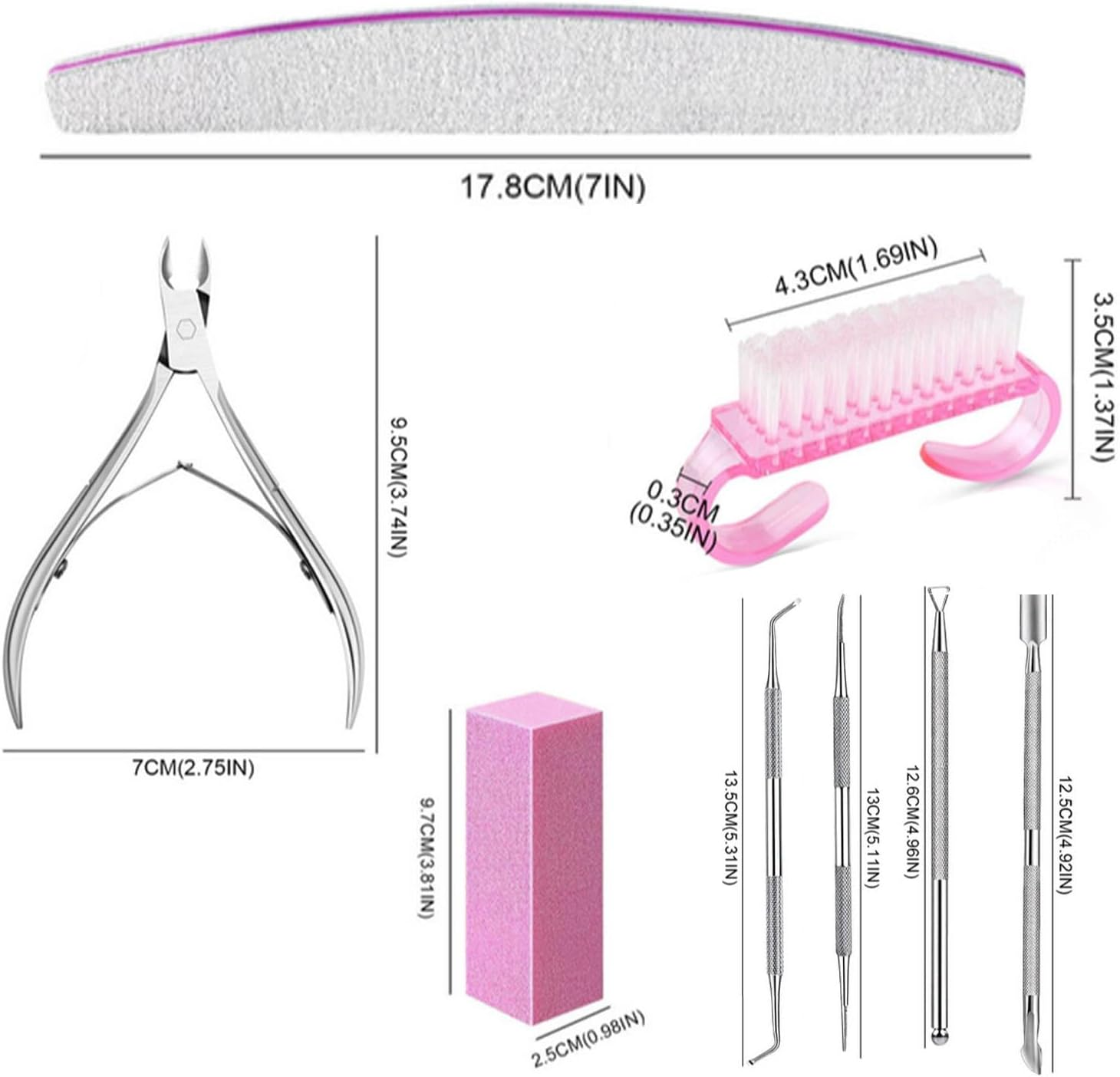 Wezalget Nail Clipper Set | Nail Care Kit 100/180 Manicure Tools - Nail Kit Includes Nail Files, Pink Nail Buffer, Polishing Files, Triangular Cuticle Stripper for Salon image number 3