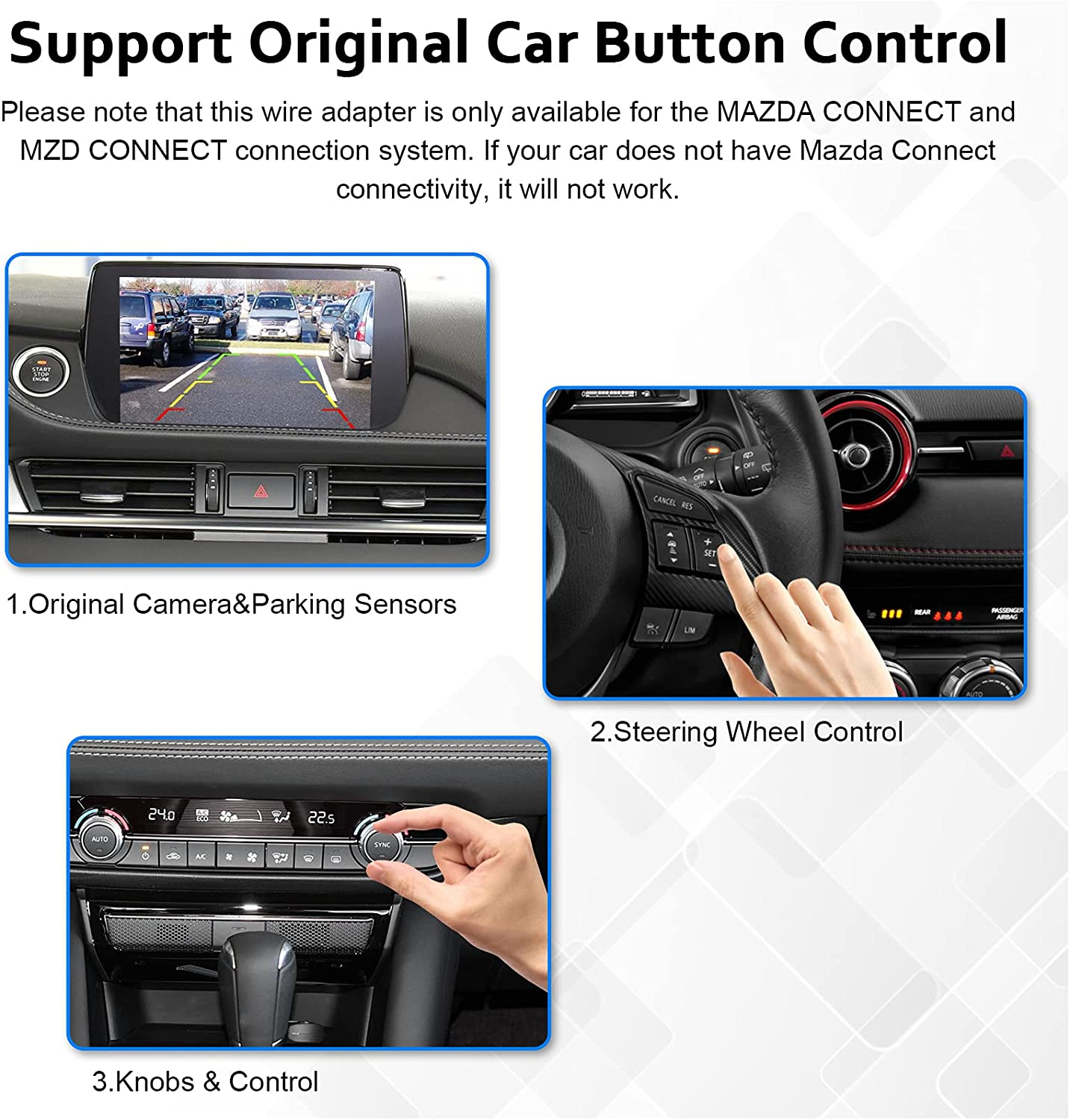 Carplay Adapter Compatible with Mazda 2/3/6/CX3/CX5/CX9/MX5/FIAT 124 2014-2021 Year, Fit for Carplay & Android Auto, TK78-66-9U0C OEM Hub Retrofit Kit Fits MZD Connect System, 00008FZ34 image number 3