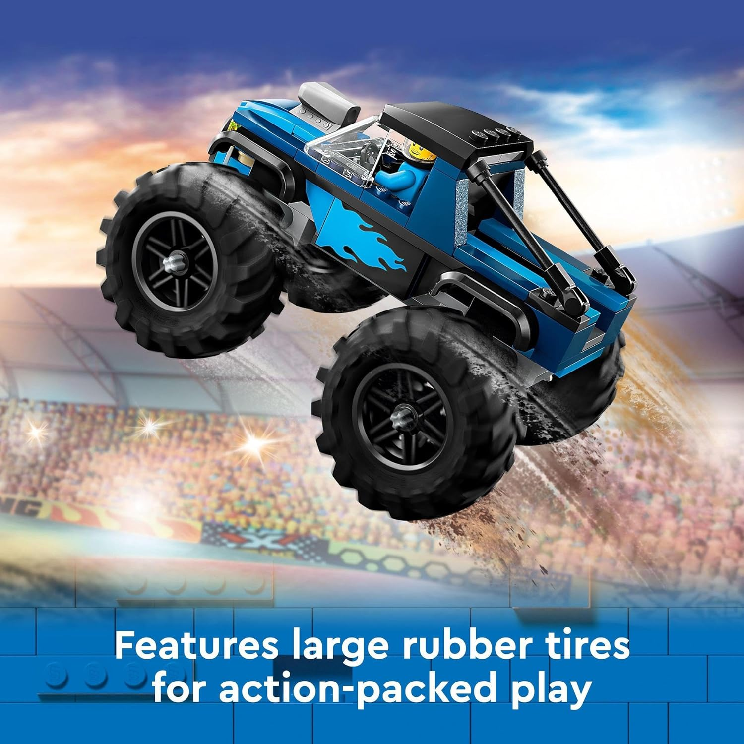 LEGO City Blue Monster Truck Toy for 5+ Year Old Boys & Girls, Vehicle Building Set with a Mini Monster Truck and a Driver Minifigure, Kids' Toys for Independent Play 60402 image number 1