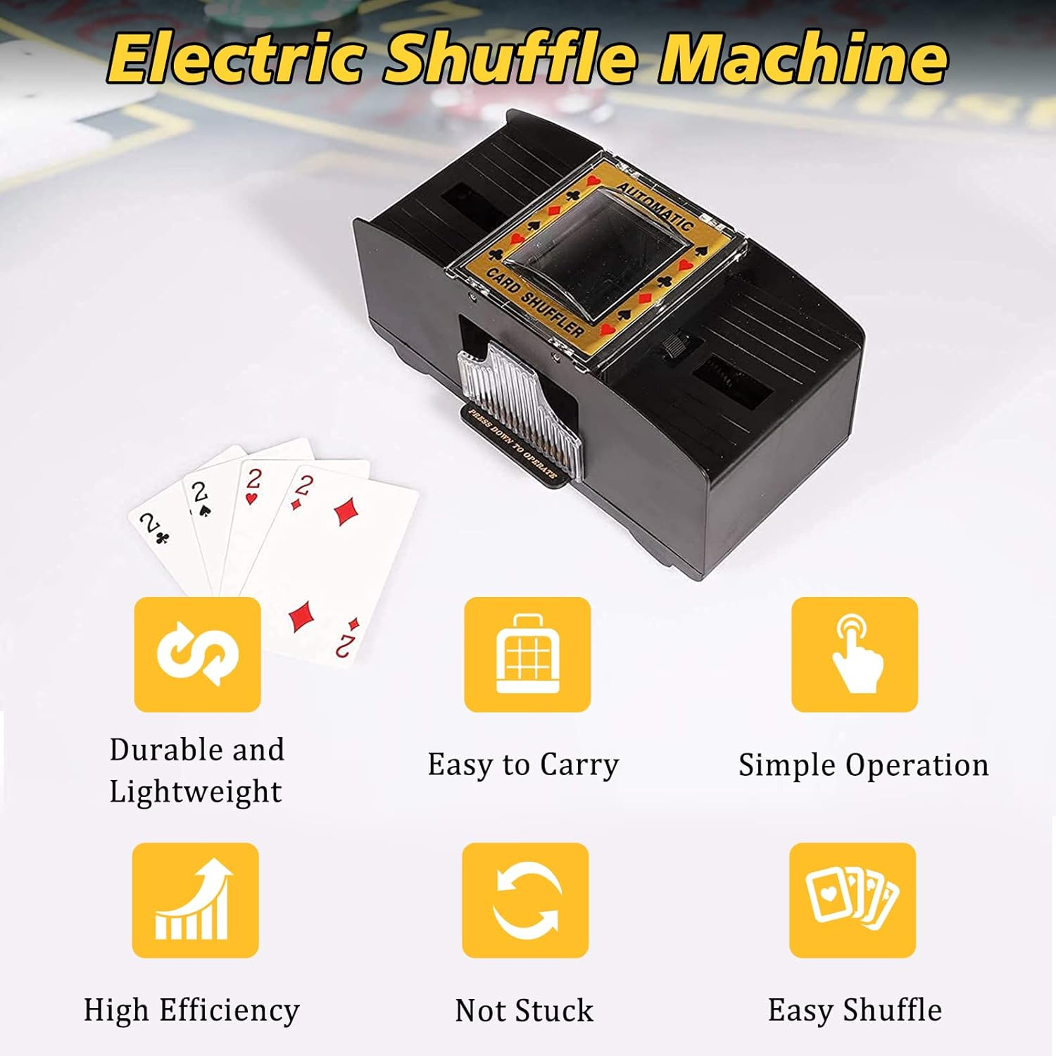 Automatic Card Shuffler 1-2 Deck, Electric Poker Card Shuffler Machine for UNO Playing Card Game, Electric Shuffler Machine for Blackjack, Texas Hold'Em, Family Party Travel (Battery Operated) image number 3