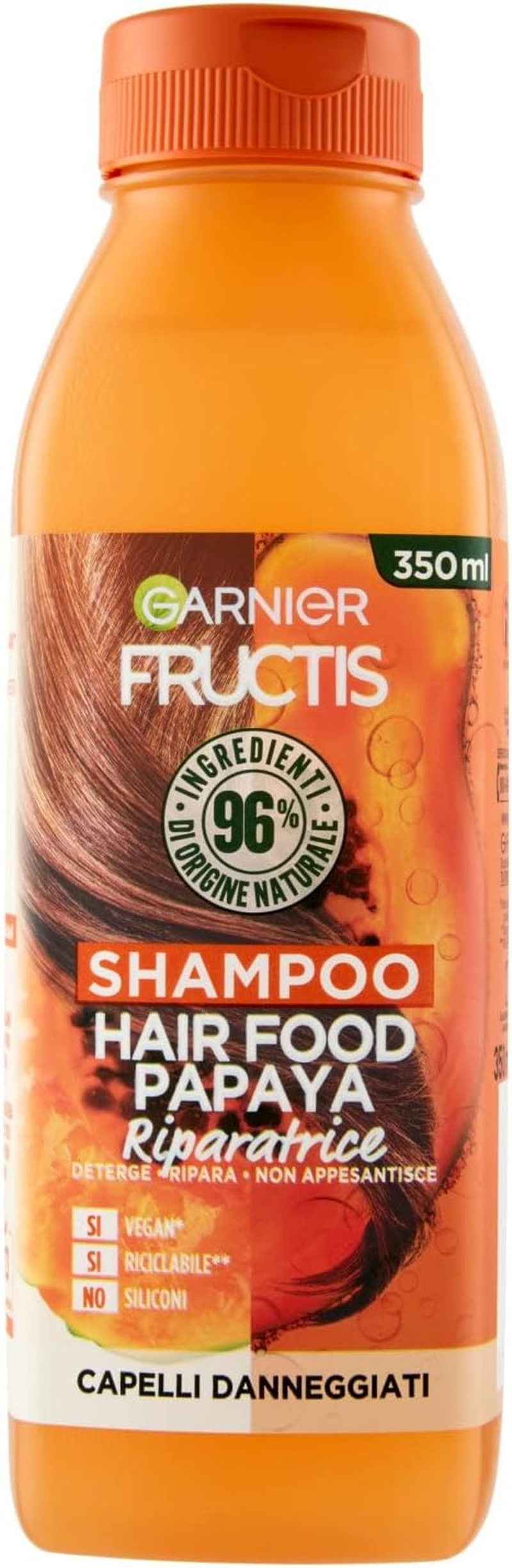 Garnier Fructis Hair Food Papaya Repair Shampoo for Damaged Hair, 96% Natural Ingredients, Silicone Free image number 4
