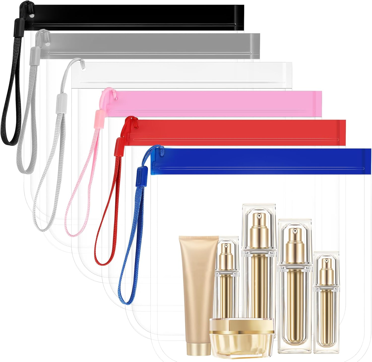 Ozessence 6 Pcs Clear Travel Toiletry Bag, 20 X 20Cm Airport Airline Compliant Transparent Waterproof Travel Bag for Storage Passport Jewelry Food Cosmetics Documents and Data Cables image number 5