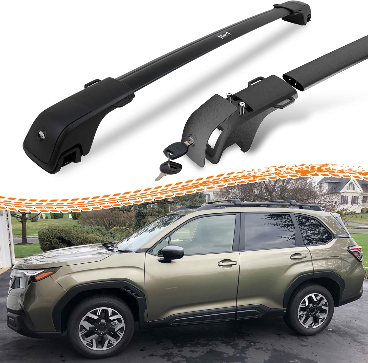 235 LBS Roof Rack for Ford Ranger 2012-2021, Anti-Theft Metal Lock, 2-Hole 2-Screw Mounting - Suitable for Carry Kayak Bike Gear image number 1