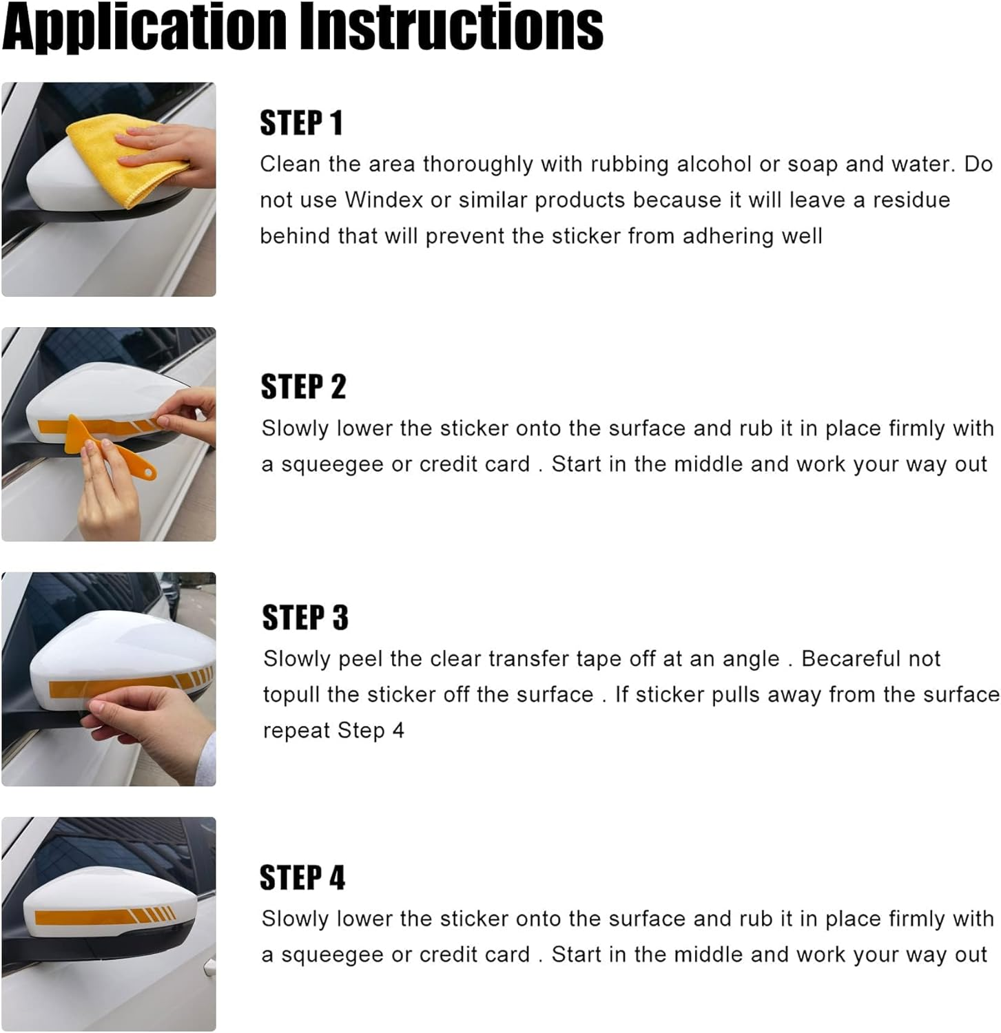 Car Exterior Accessories Rear View Mirror Stickers Decor Car Body Sticker Vinyl 4Pcs (Black) image number 1