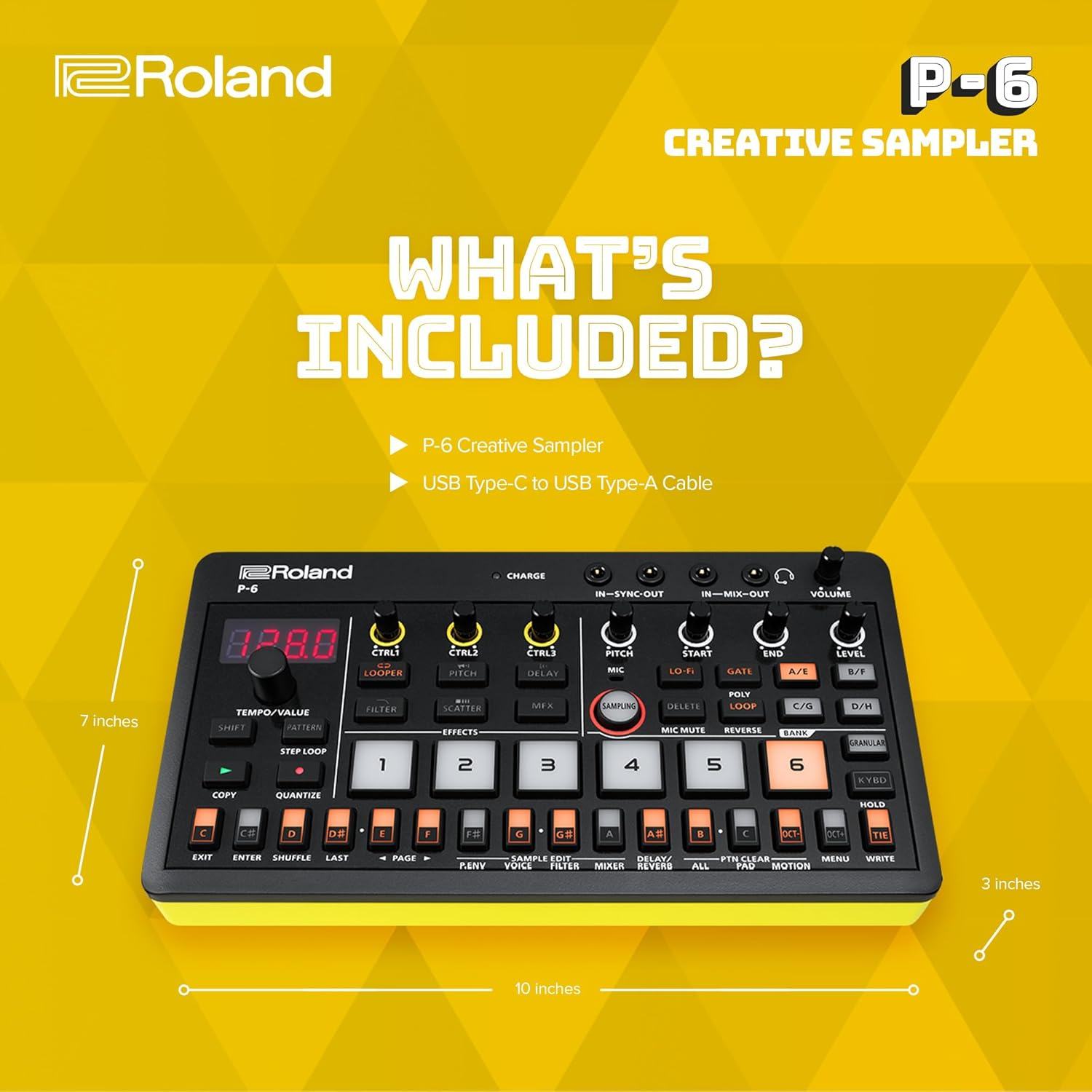 Roland AIRA Compact P-6 Creative Sampler | Granular Sound Design | Powerful Sequencer | Onboard Keyboard | Custom Loops | Built-In Mic | Hands-On Effects image number 1