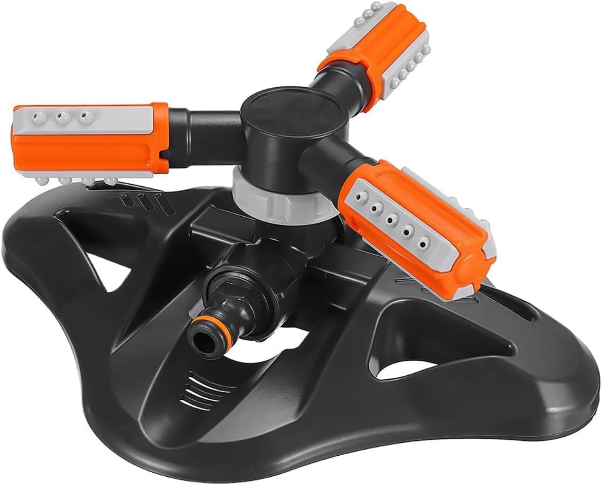 AIMALL 360&deg; Rotating Lawn Sprinkler &ndash; Automatic Garden Water Sprayer with 3-Arm Adjustable Nozzles, 9.84"X3.94" ABS Base for Yard & Irrigation Systems image number 5