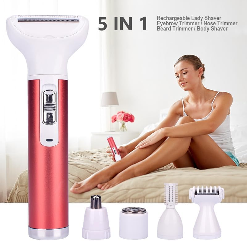 5-In-1 Electric Safety Shaver for Women, Lady Waterproof and Painless Cordless Shaver, Womens Can Finely and Accurately Comfort Shave,Eyebrows, Face, Nose, Armpits, Legs, Facial,Bikini Trimmer image number 3