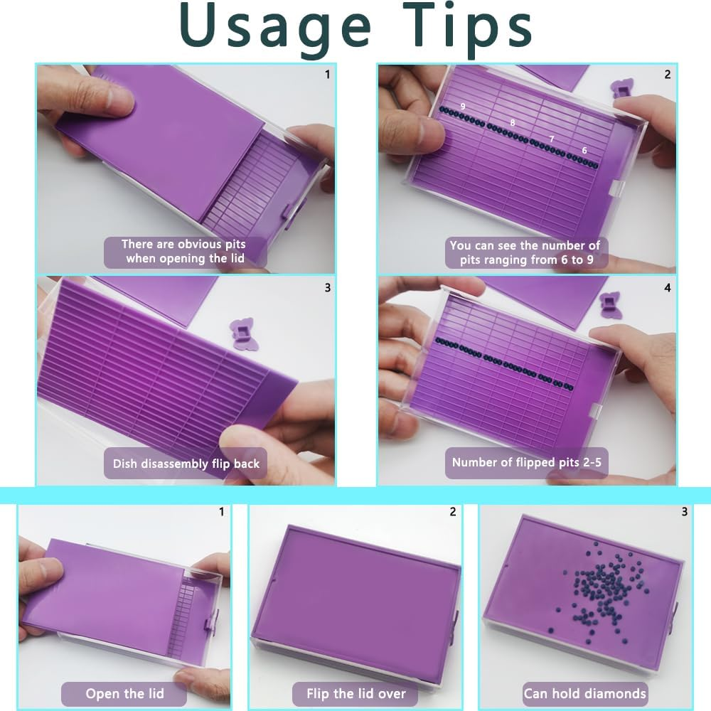 4 Set of Diamond Art Trays Kits for Adults, Finegood Diamond Art Accessories Diamond Art Storage Containers Tray Diamond Art Painting Kits Tools for DIY Art Crafts