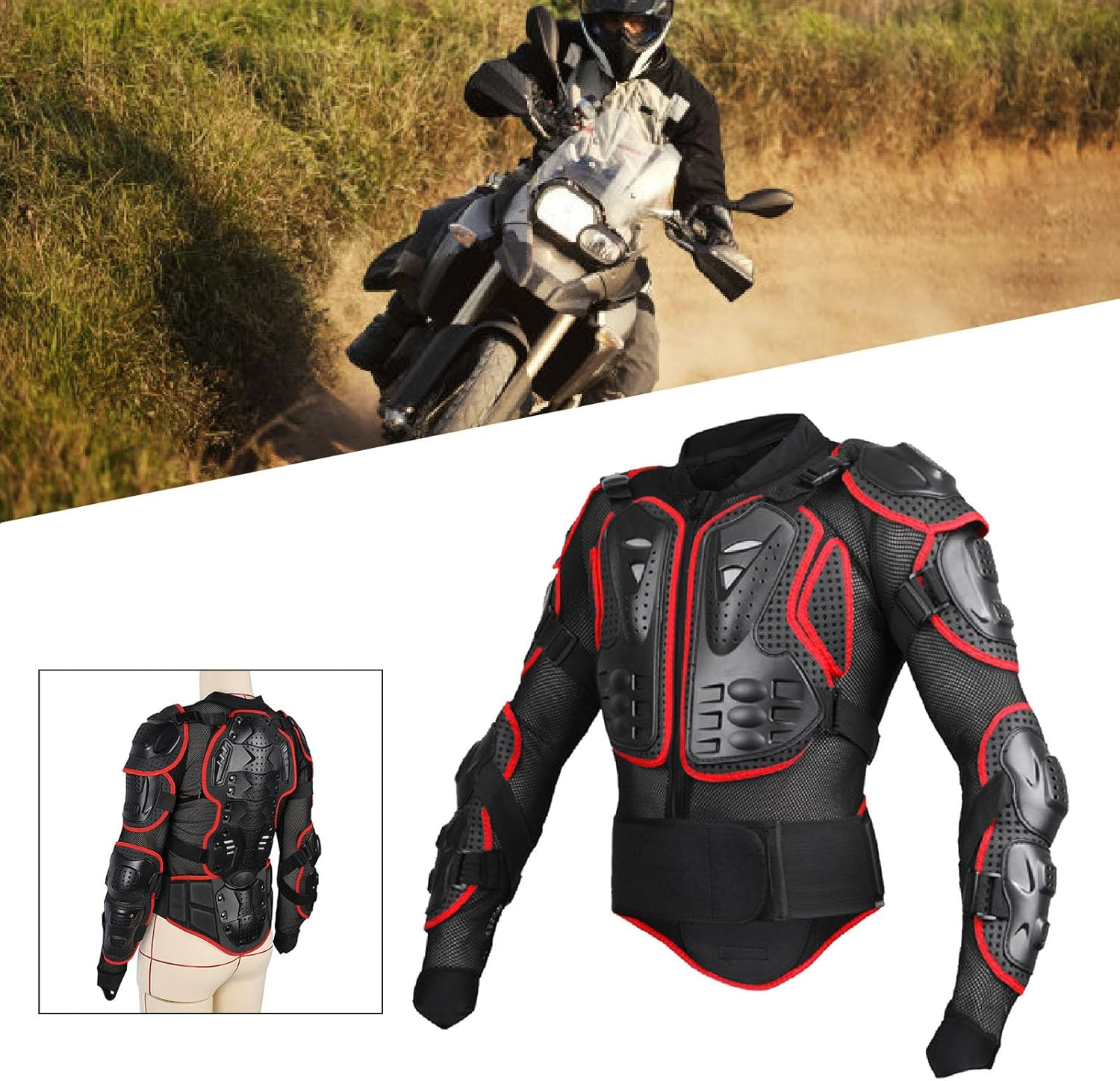 Motorcycle Protective Jacket Full Body Armor, Chest Spine Protection Dirt Bike Gear, Crashproof Adjustable Breathable Dirt Bike Chest Spine Protection Gear for Motocross ATV image number 3