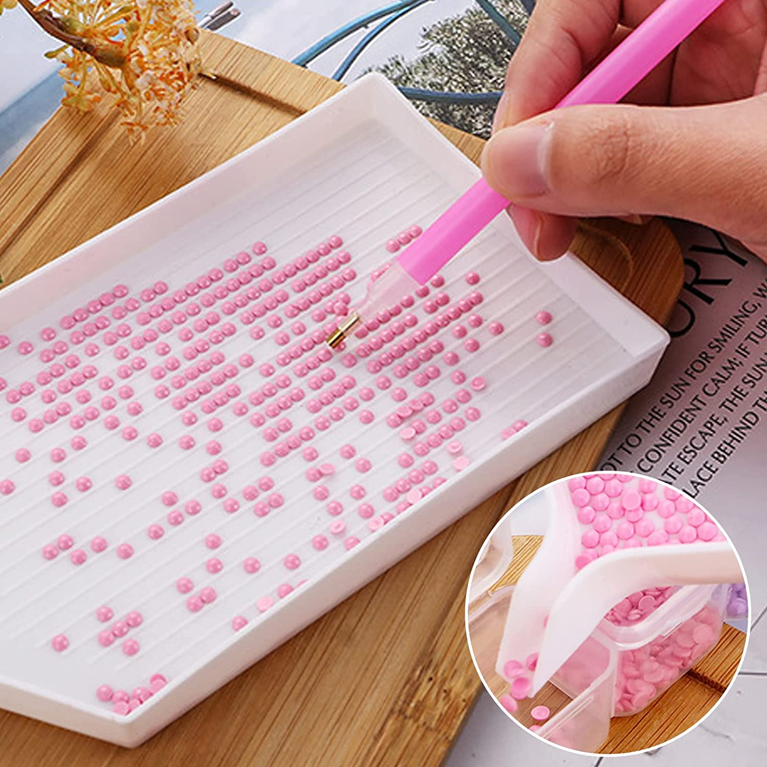 50 Pcs Diamond Painting Pens Kit, Sourceton Diamond Art Tools, for 5D Diamond Painting, Including Red Rubber Block, Diamond Bag, Label Sticker, Drill Pen, Tweezers, Corrector, Plastic Tray image number 2