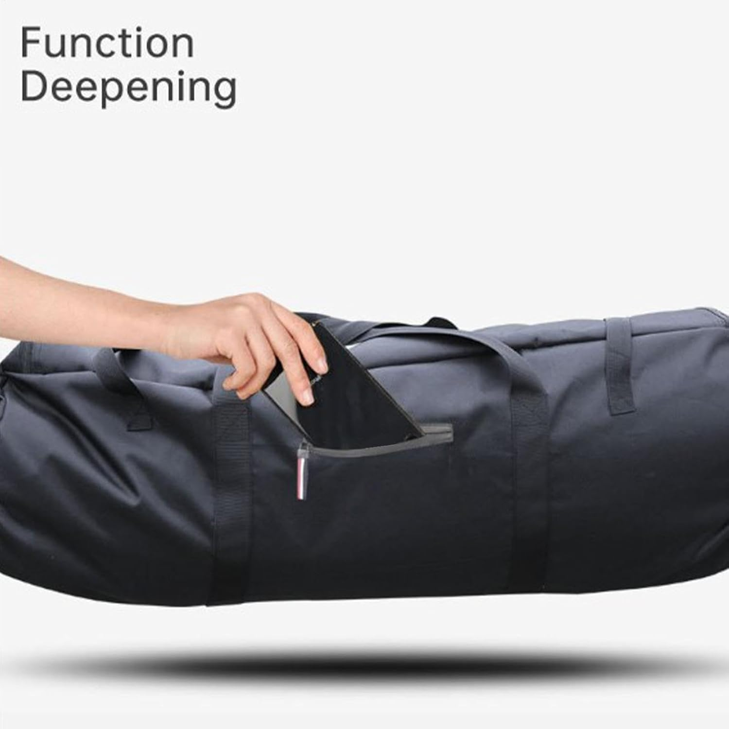 Duffel Travel Sports Equipment Bag - Multi-Functional Travel Tent Bag - Portable Zippered Tent Bag Foldable with Double Handle Design for Tent Bags Gear Bags - Black image number 4