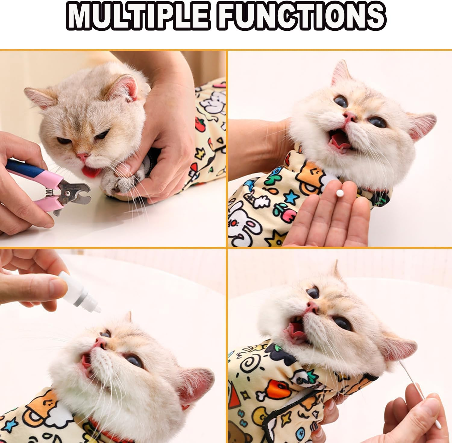 BEANPRECOY Cat Grooming Wrap Self-Adhesive Anti-Scratch Swaddle for Stress Free Nail Trimming, Medication & Bathing Secure Style Pet Restraint Bag for Cats & Kittens image number 6